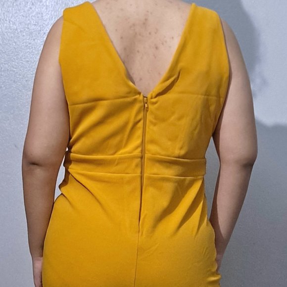 Yellow Mustard Sleeveless Women’s Jumpsuit – Plus – 1X, 2X & 3X - Picture 5 of 9